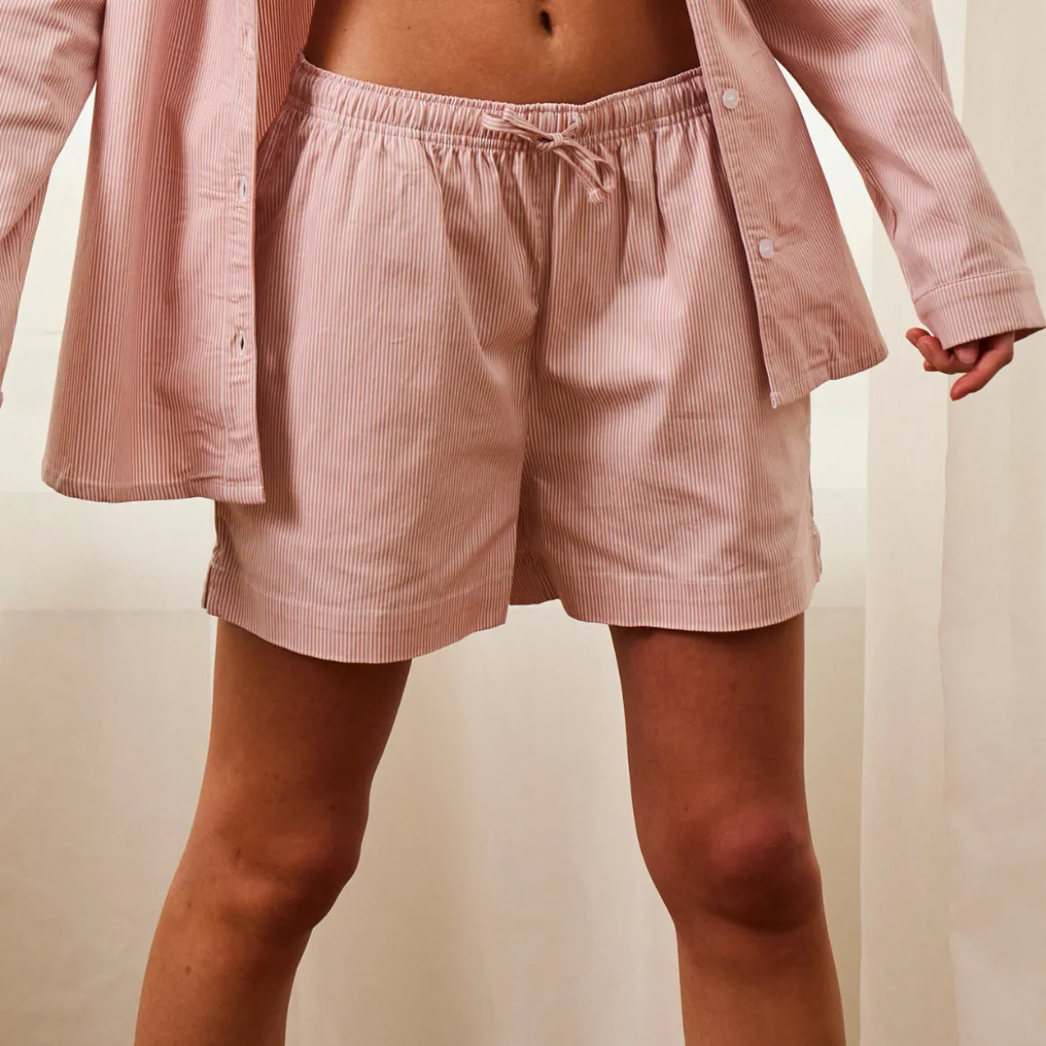 Stribet bambus natshorts