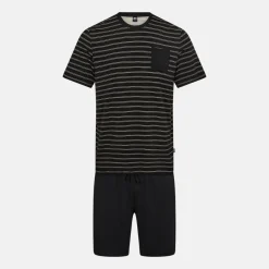 Stribet bambus pyjamas shortssæt