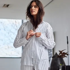 Stribet bambus skjorte