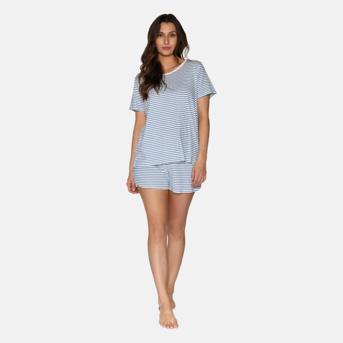 Stribet bambus T-shirt