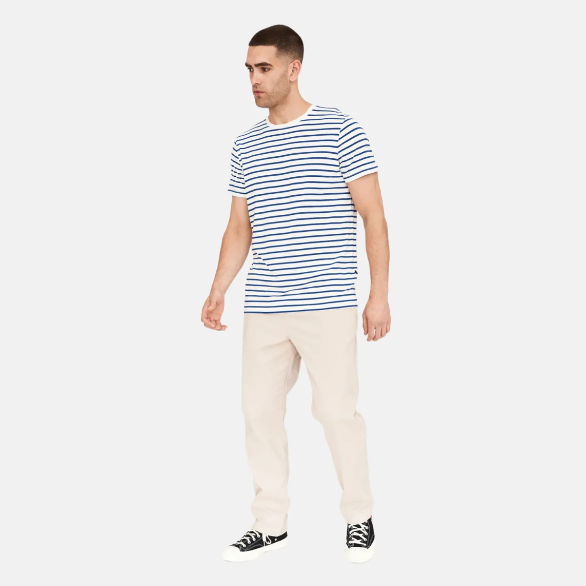 Stribet bambus T-shirt