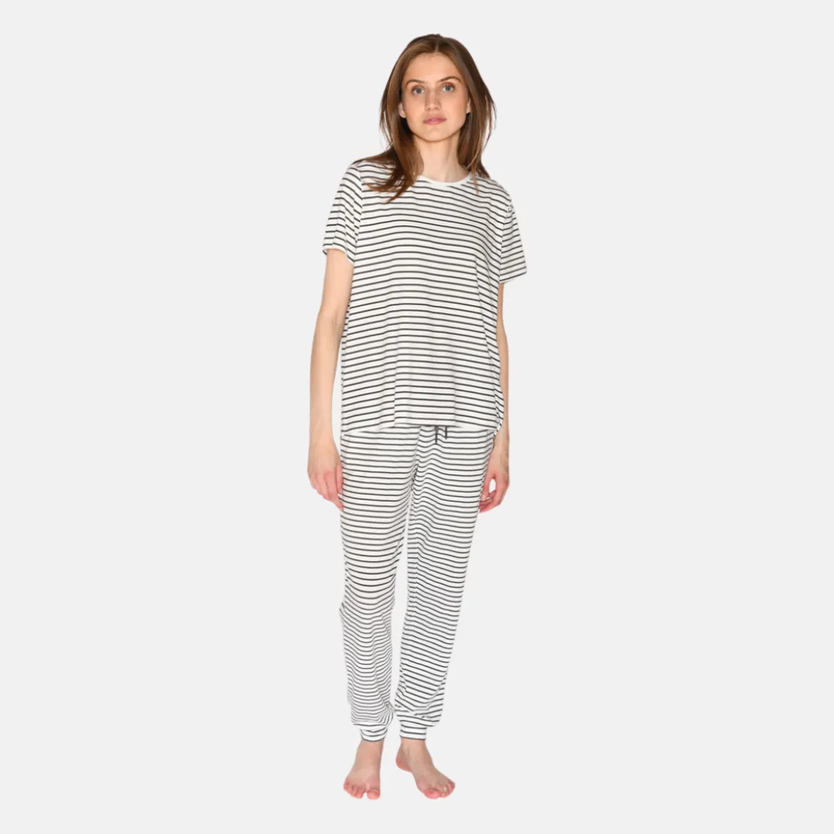 Stribet bambus T-shirt